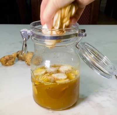 Add sliced sunchokes to cider vinegar, salt & honey mix | AnnaMaria's