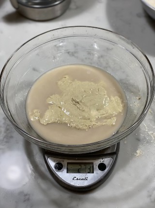 Mixing sourdough levain for bagels | AnnaMaria's