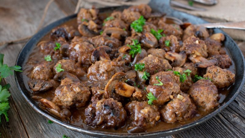 Healthy Meatball Recipe In Mushroom Gravy | AnnaMaria's