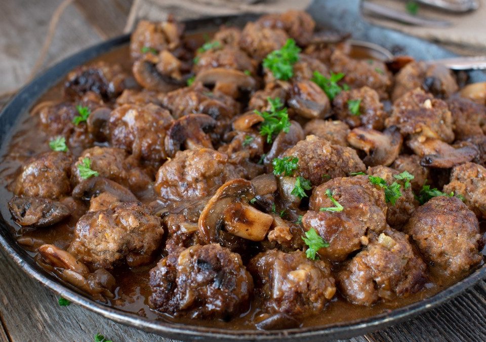 meatballs in mushroom gravy | AnnaMaria's