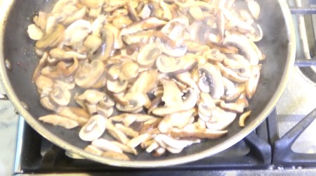 Mushroom mix in a pan ready to saute | AnnaMaria's
